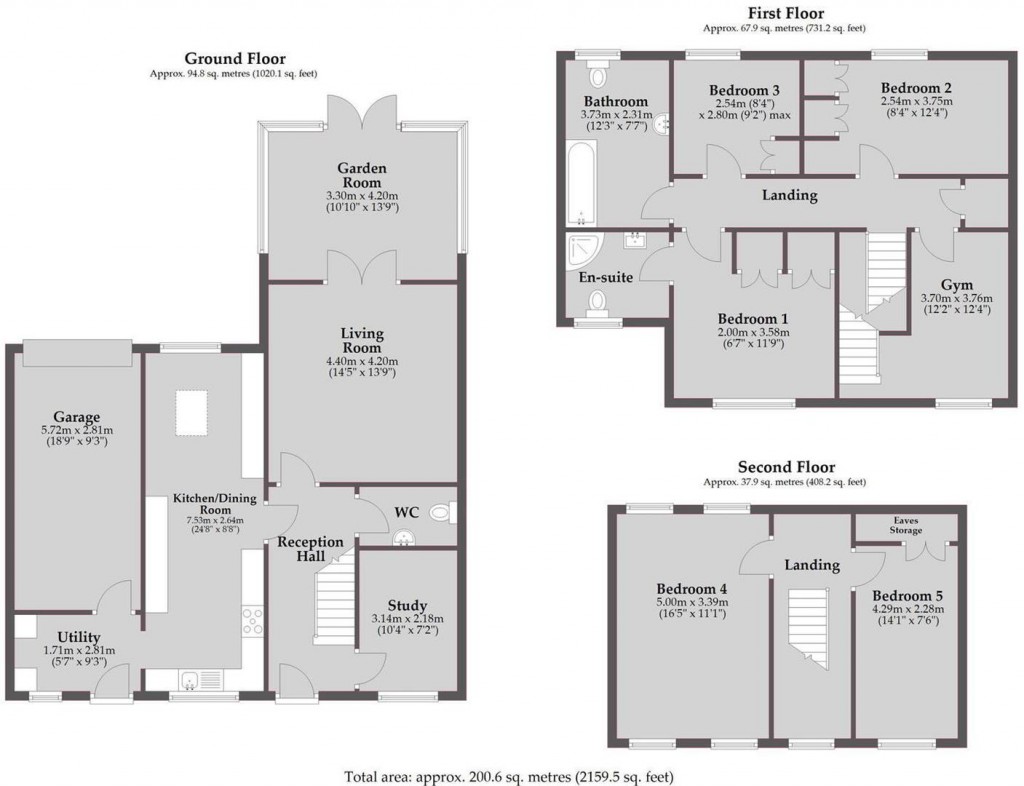 Floorplans For Watervill Way, Little Addington