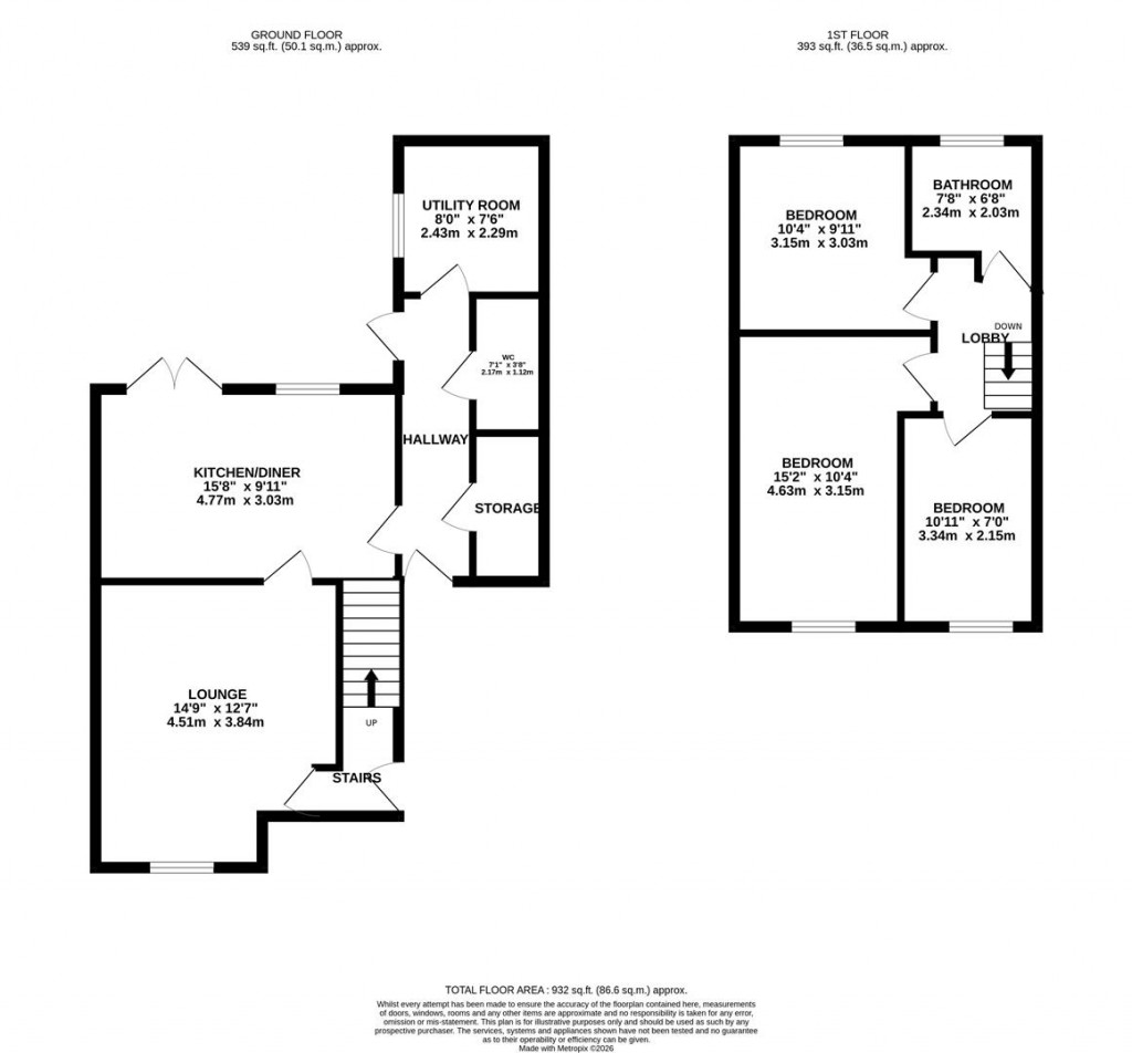 Floorplans For Dryden Street, Raunds