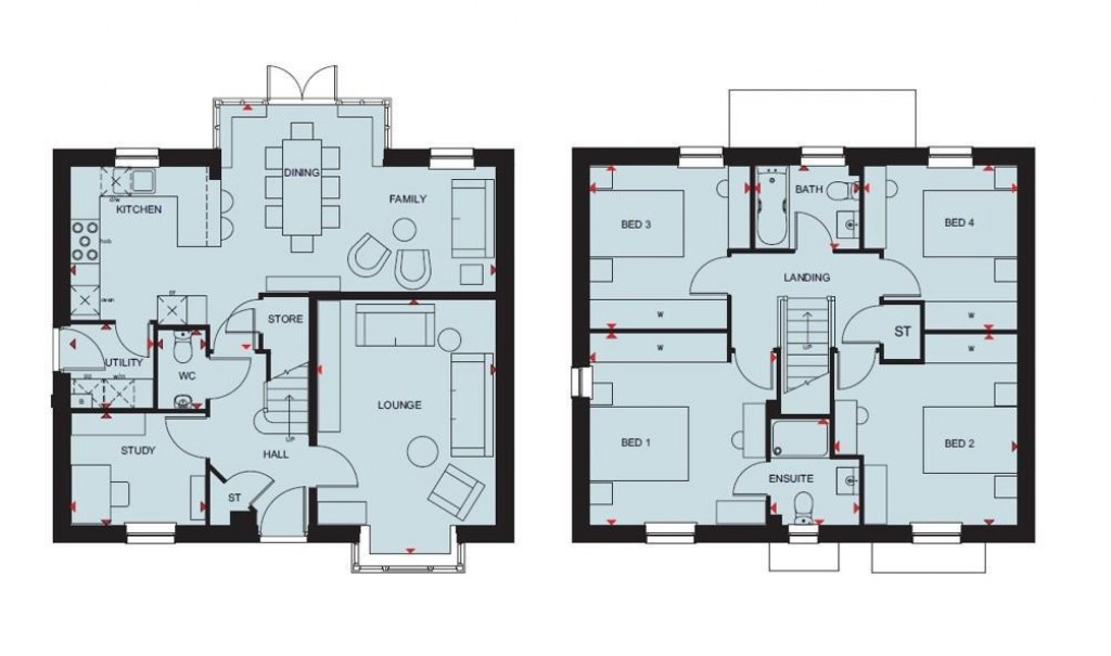 Floorplans For Tansy Road, Priors Hall Park, Weldon
